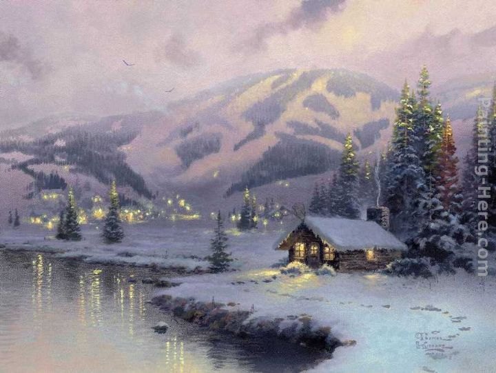 Thomas Kinkade Olympic Mountain Evening